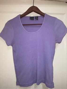 a.n.a Lavender Scoop Neck Short Sleeve Top